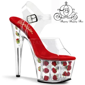 Adore-708FL Red Flowers, 7" Heel