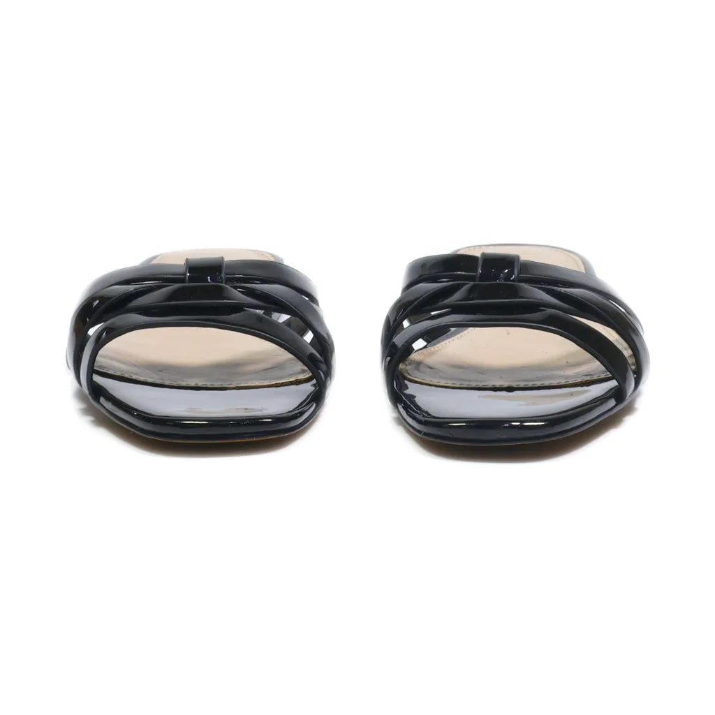 Aldo Flat Sandals Leather Black Colour For Women
