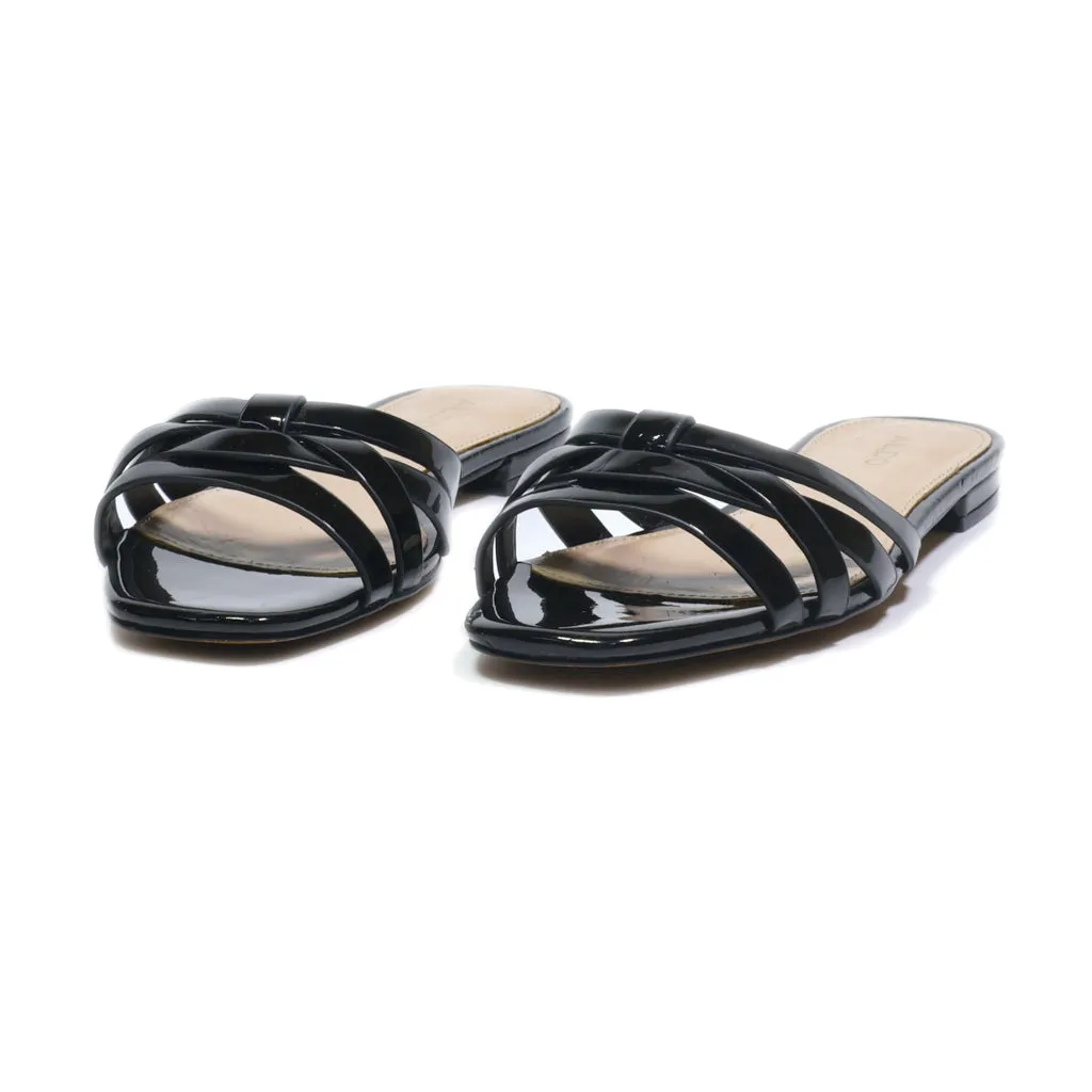Aldo Flat Sandals Leather Black Colour For Women