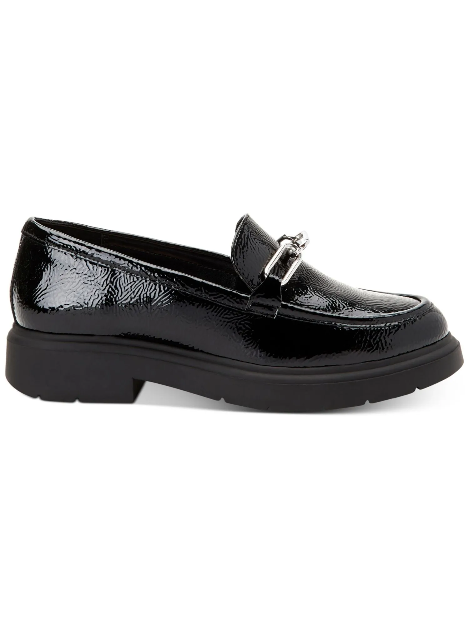 ALFANI Womens Black Chain Comfort Galilyao Round Toe Block Heel Slip On Loafers Shoes M