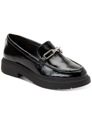ALFANI Womens Black Chain Comfort Galilyao Round Toe Block Heel Slip On Loafers Shoes M