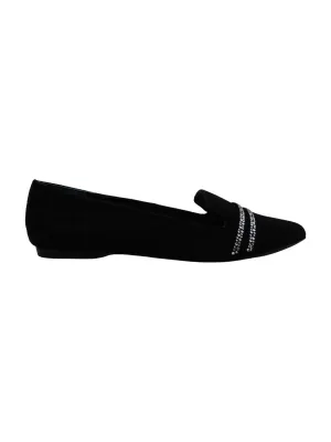 ALFANI Womens Black Step 'N Flex Technology Rhinestone Poee Pointed Toe Slip On Leather Loafers Shoes M