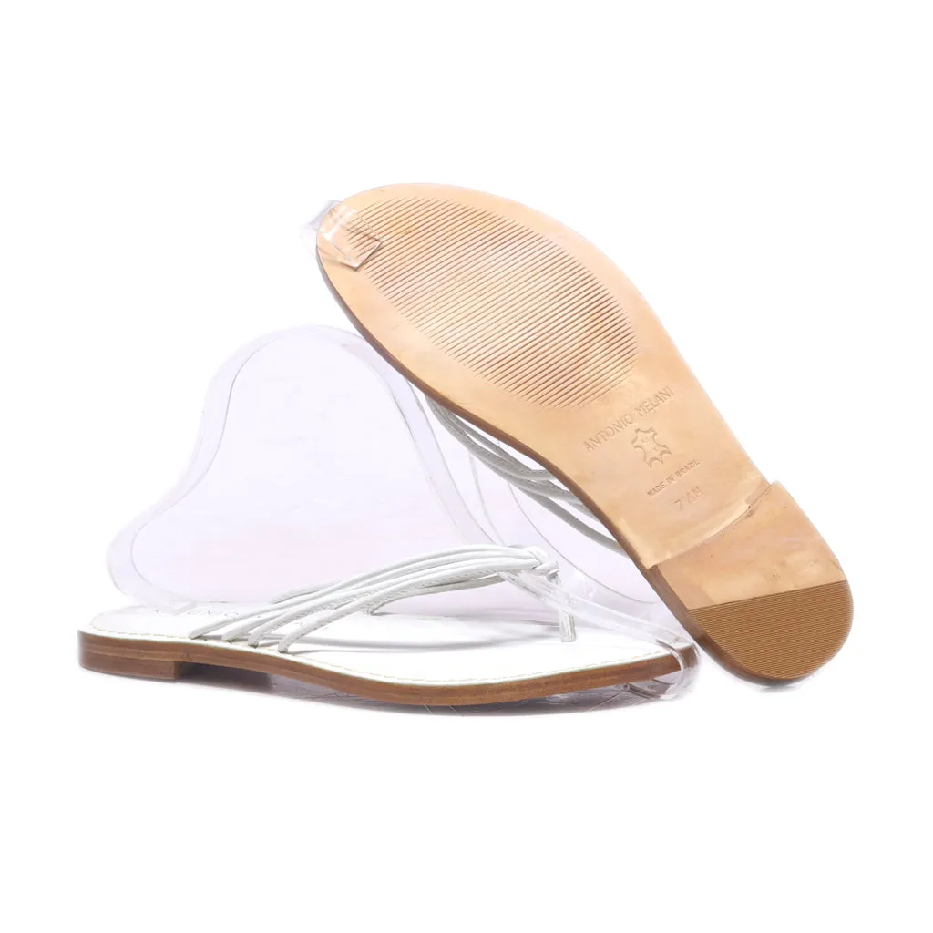 Antonio Melani Flat Sandals Leather White Colour For Women