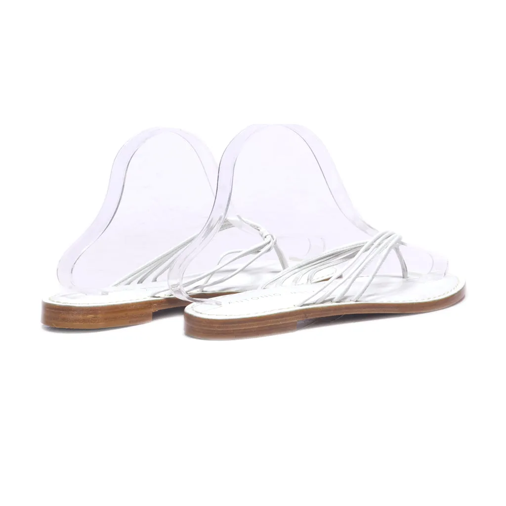 Antonio Melani Flat Sandals Leather White Colour For Women