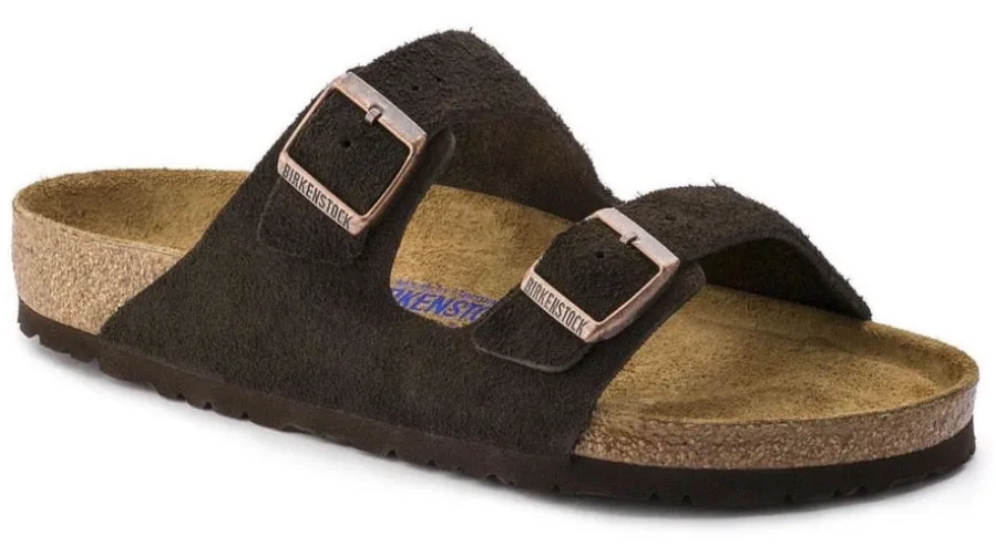 BIRKENSTOCK Arizona Mocca Suede Softbed Slides