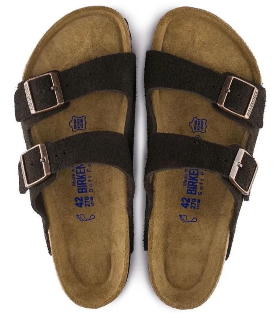 BIRKENSTOCK Arizona Mocca Suede Softbed Slides
