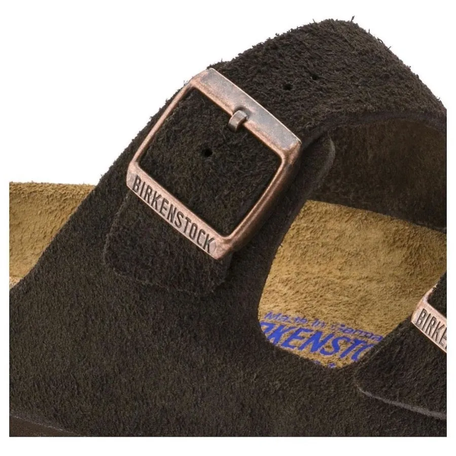 BIRKENSTOCK Arizona Mocca Suede Softbed Slides