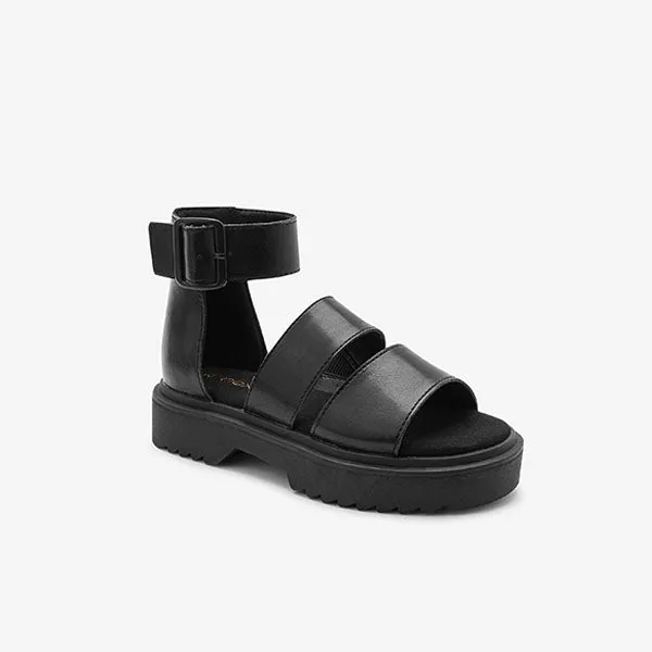 Black Chunky Sole Sandals (Older Girls)