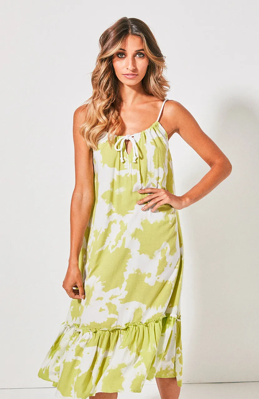 Bondi Frill Maxi Dress || Lime Crush