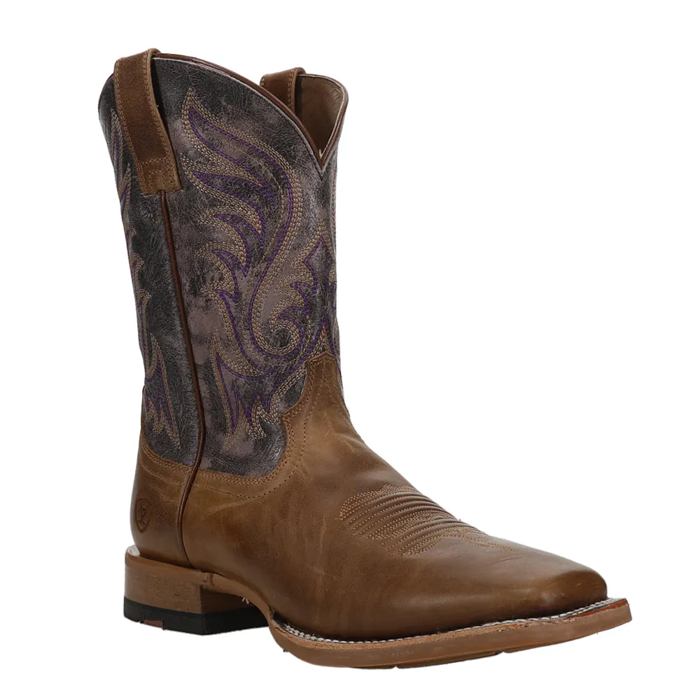 Cattle Call Embroidered Square Toe Pull On Cowboy Boots