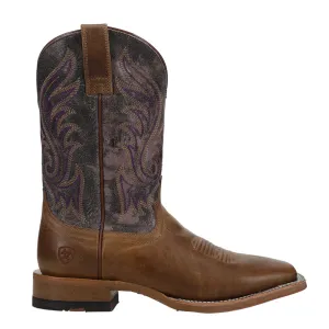 Cattle Call Embroidered Square Toe Pull On Cowboy Boots
