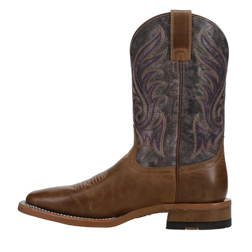 Cattle Call Embroidered Square Toe Pull On Cowboy Boots