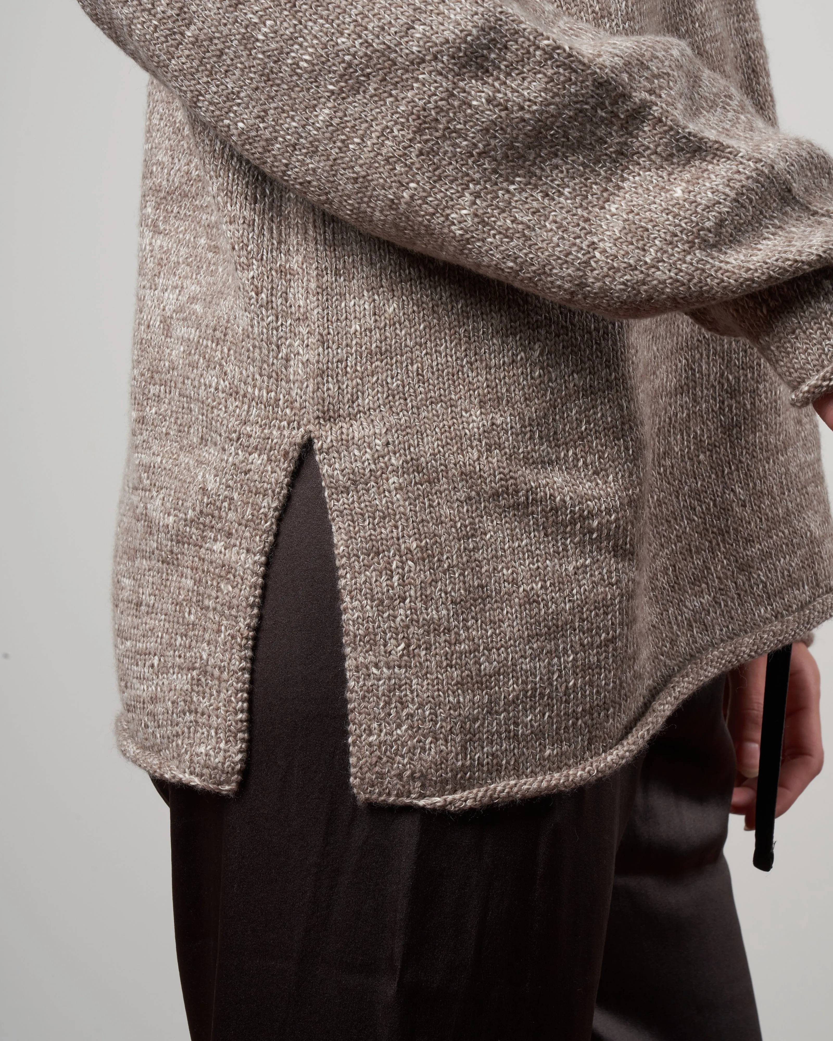 collar pullover - walnut slub