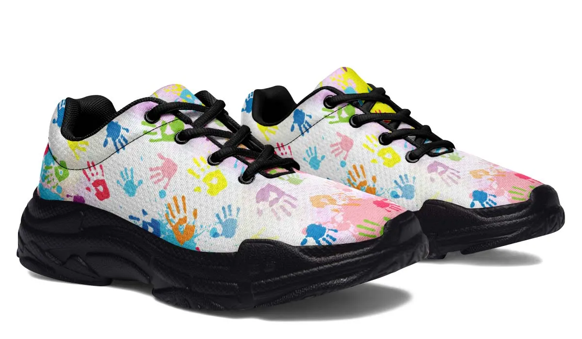 Colorful Handprint Chunky Sneakers