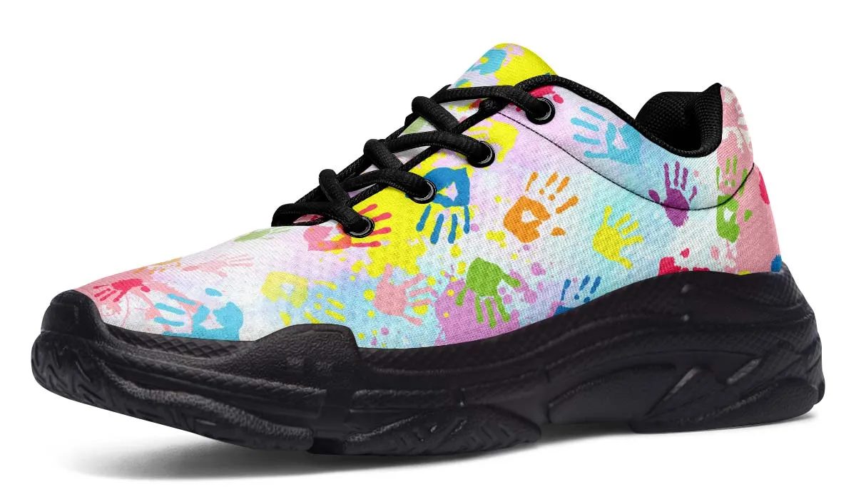 Colorful Handprint Chunky Sneakers