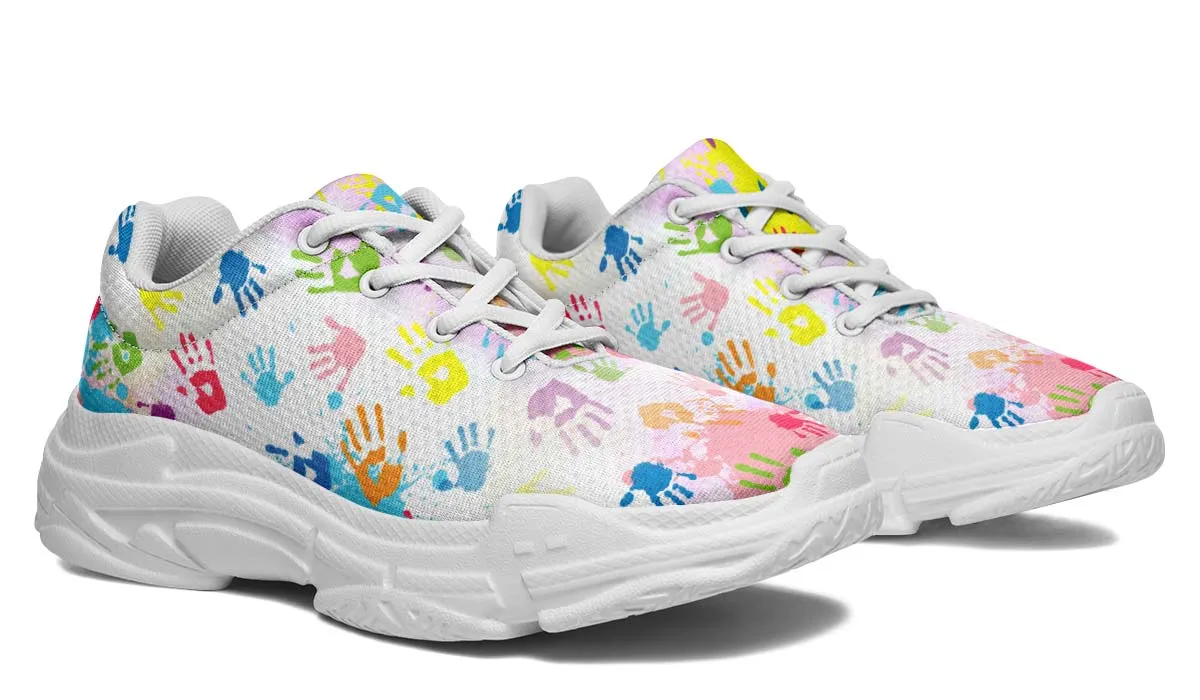 Colorful Handprint Chunky Sneakers