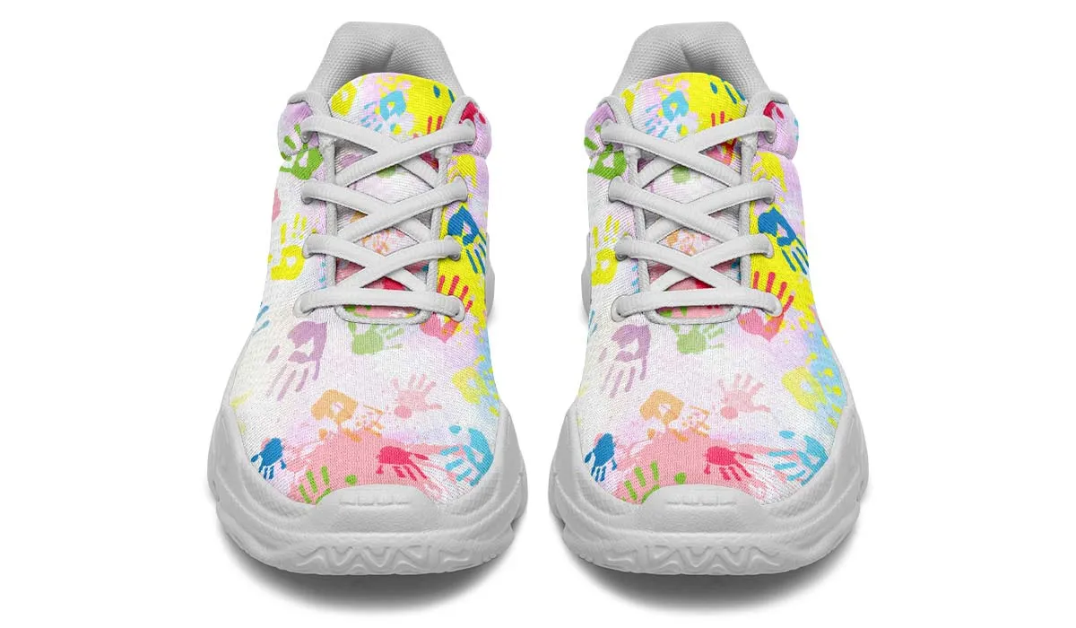 Colorful Handprint Chunky Sneakers