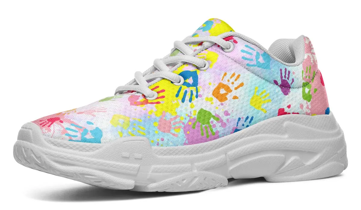 Colorful Handprint Chunky Sneakers