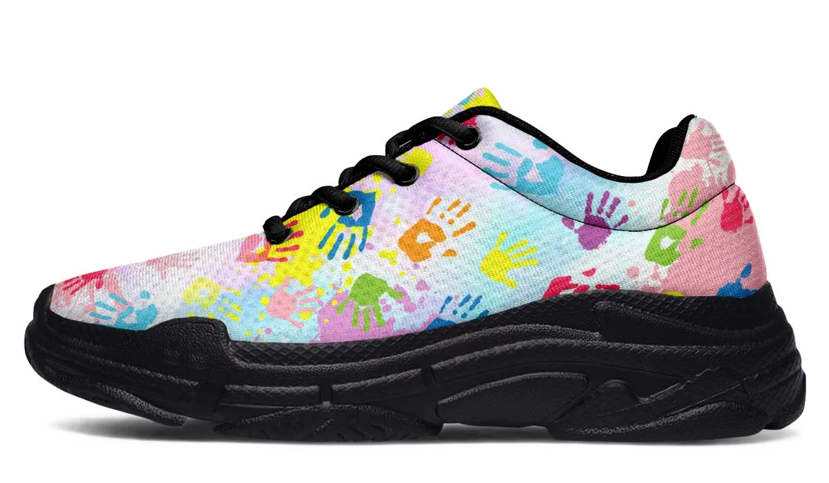 Colorful Handprint Chunky Sneakers