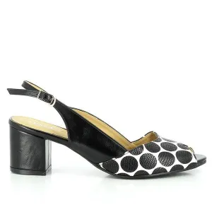 Dalessi Duprey Black & White Slingback Sandals