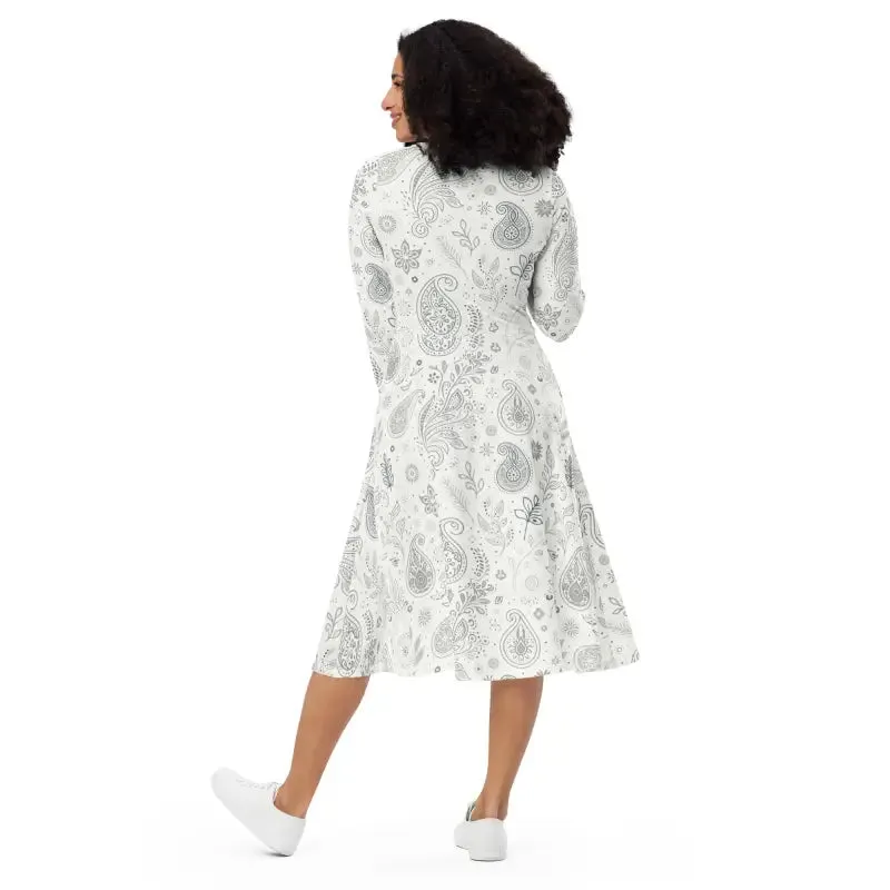 Floral Fantasy Midi Dress with Fitted Waist