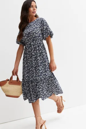 Floral Print Tiered Midi Dress