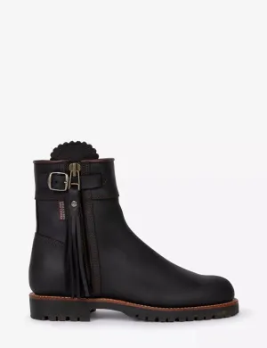Inclement Cropped Tassel Boot - Black