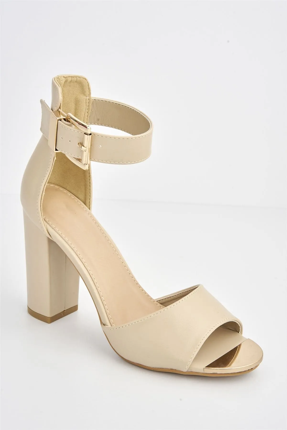 Jessy Anklestrap Blockheel Sandal in Nude Matt