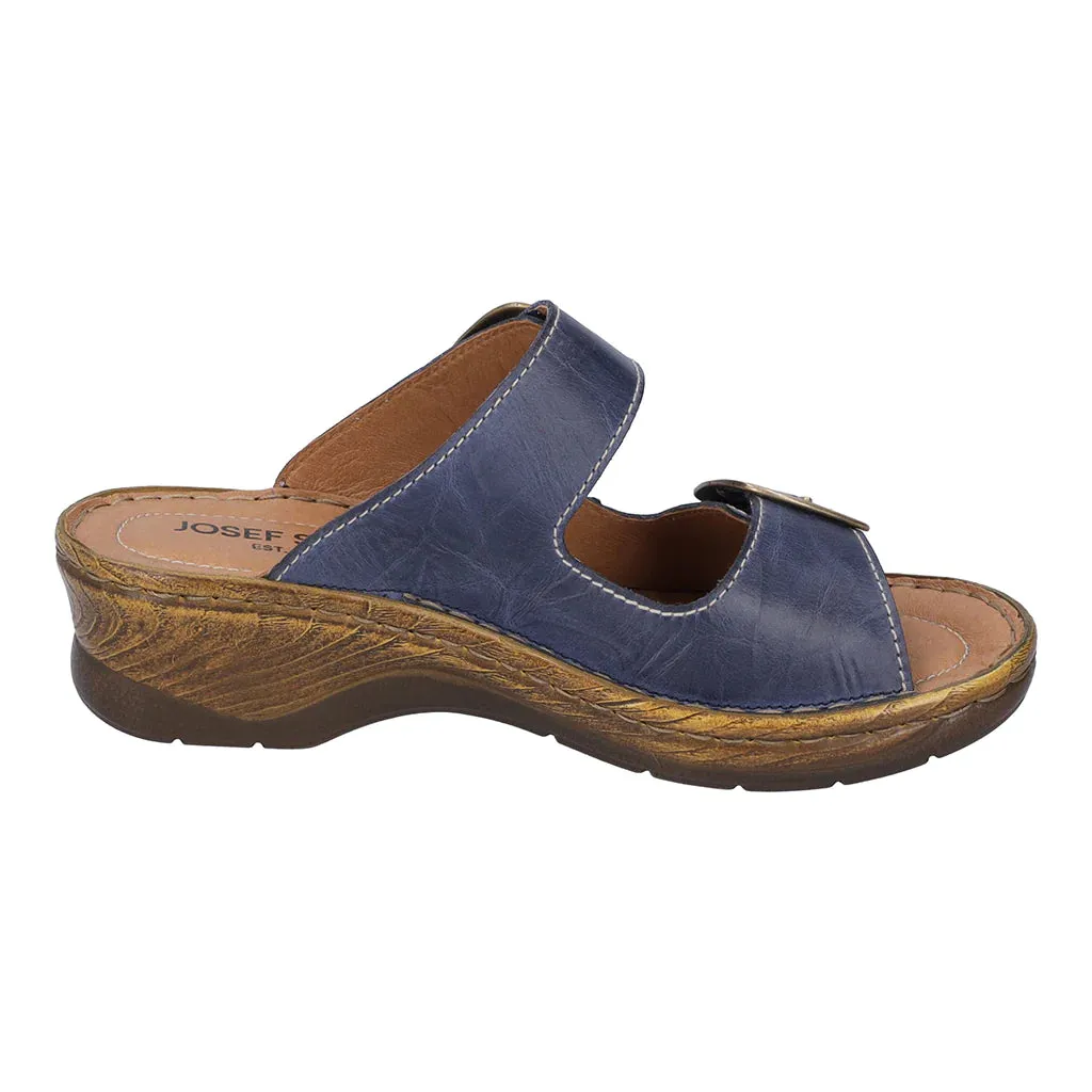 Josef Seibel Women's Catalonia 76 Leather Buckle Sandals Blue
