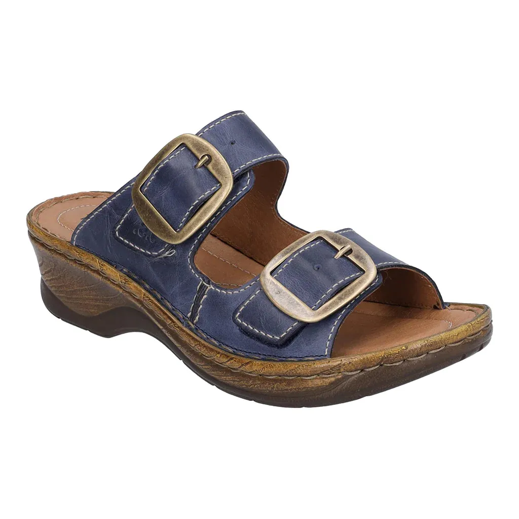 Josef Seibel Women's Catalonia 76 Leather Buckle Sandals Blue