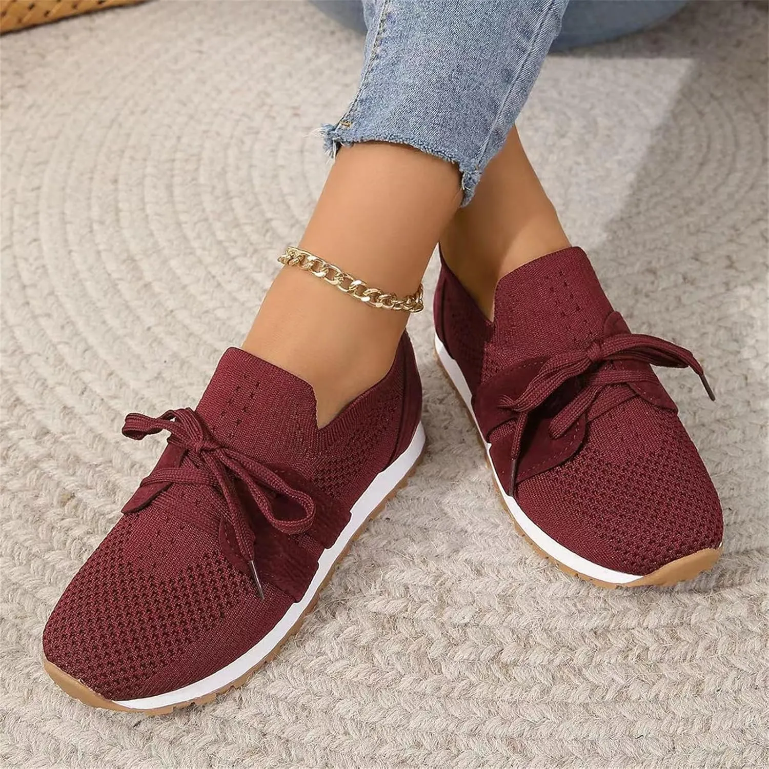Lausiuoe Slip On Sneakers Women Arch Support Walking Shoes Lightweight Casual Running Fashion Sneakers Mesh Tennis Gym Shoes