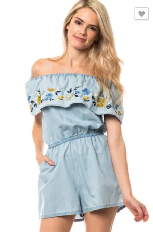 Let Your Dreams Blossom Romper in Blue