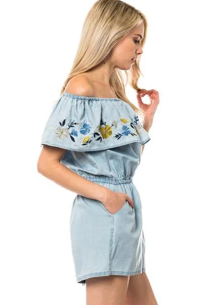 Let Your Dreams Blossom Romper in Blue