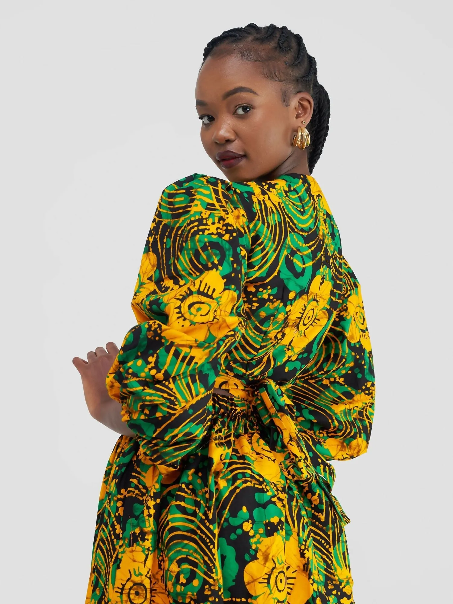 Lila African Print Skirt Set - Green / Yellow