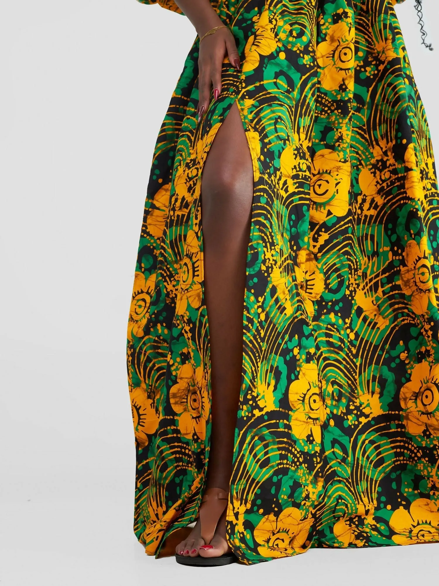 Lila African Print Skirt Set - Green / Yellow