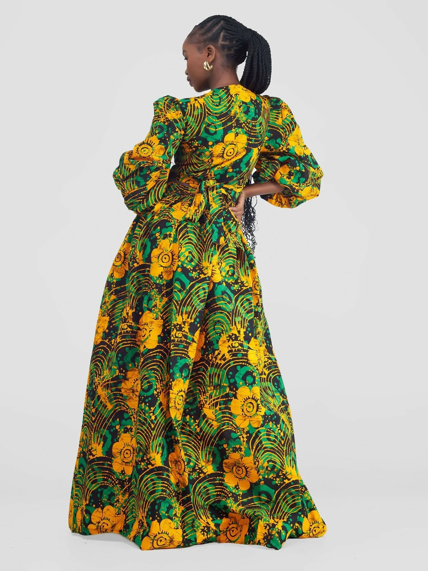 Lila African Print Skirt Set - Green / Yellow