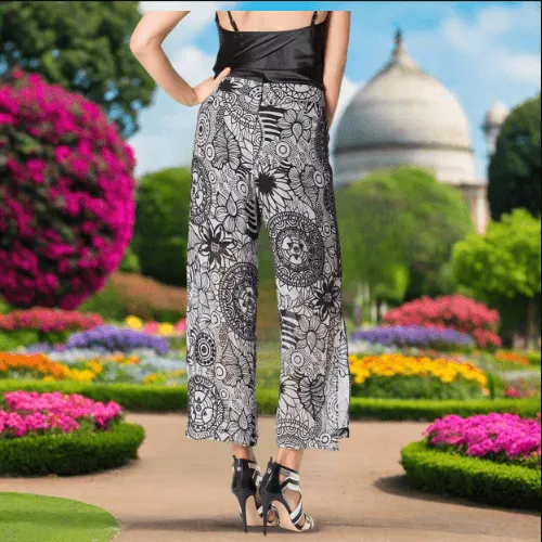 Mandala Printed Hand Beaded Crop Pants