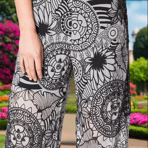 Mandala Printed Hand Beaded Crop Pants