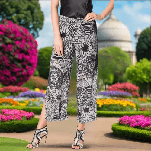 Mandala Printed Hand Beaded Crop Pants