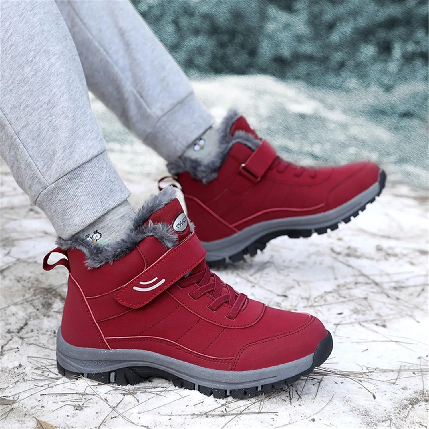 Men Work Boots Non Steel Toe Hiking Sneakers Fur Lined Ankle Boot Women's Working Shoes Winter Composite Safety Toe Waterproof Industrial Casual Hike Grounded Footwear