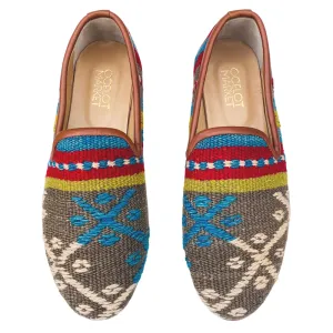 Men's Turkish Kilim Loafer 11 - Grey & Blue