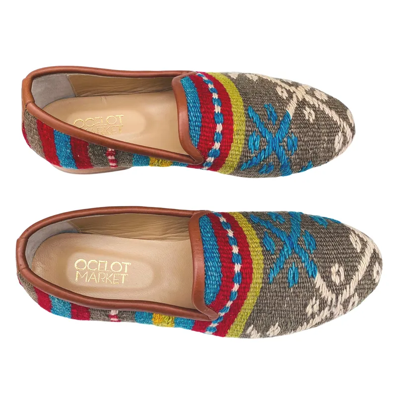 Men's Turkish Kilim Loafer 11 - Grey & Blue