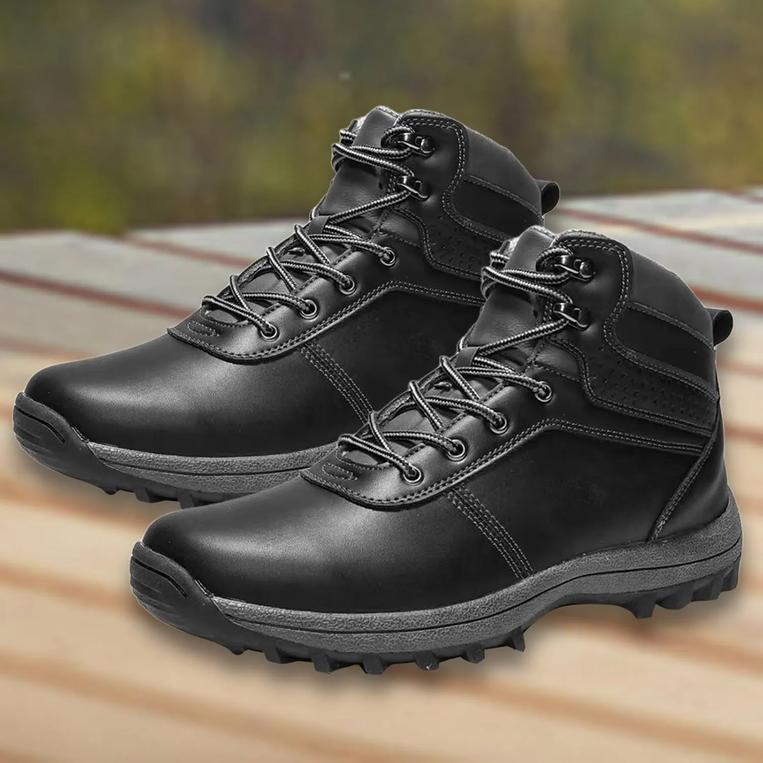 Mens Work Boots Waterproof Hiking Sneakers Zip Up Fur Lined Womens Safety Toe Shoes Wide Width Lightweight Outdoor Botas Mid Ankle Work Casual Hike Grounded Footwear
