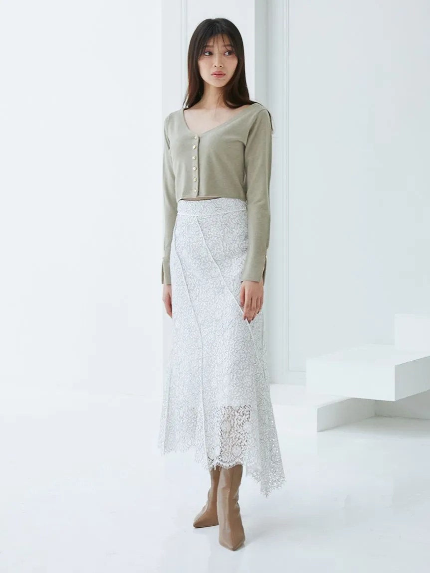 Metal Button Cropped Cardigan