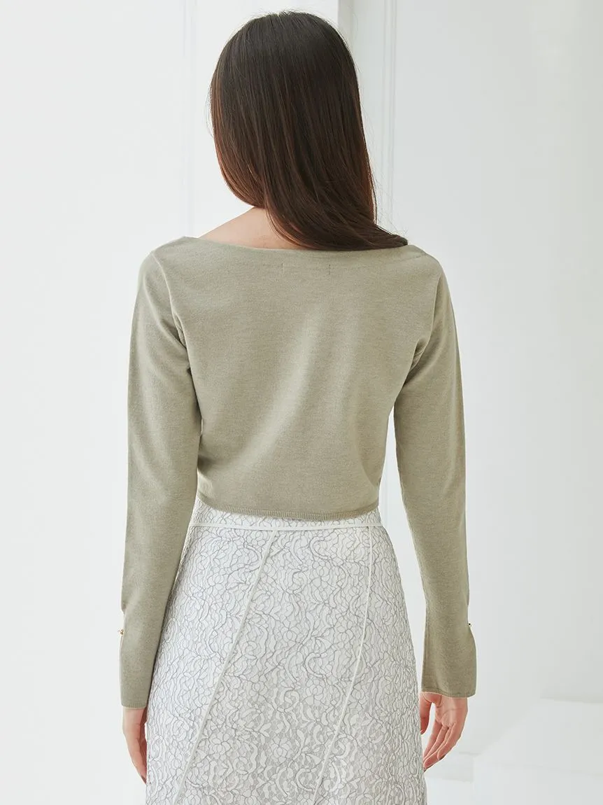 Metal Button Cropped Cardigan
