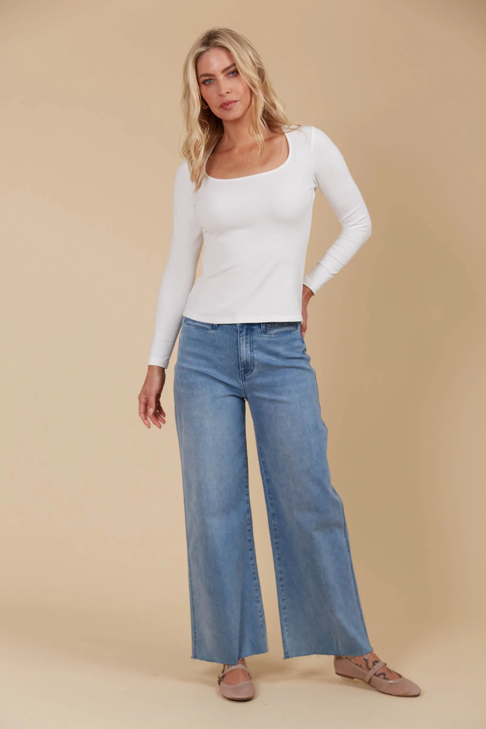 Naria Scoop Neck Top - Ivory   PREORDER MID MARCH