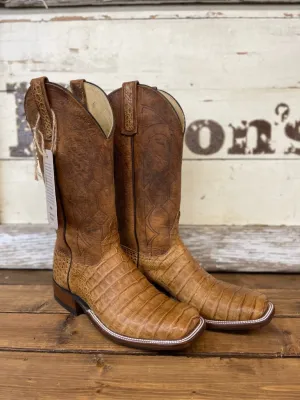 PATTON'S ANDERSON BEAN EXCLUSIVE "THE HARVEY" TAN CAIMAN BELLY BOOTS