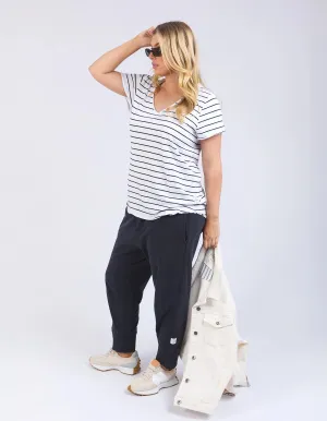 Pima V Tee - Stripe White/Navy (Plus Size)