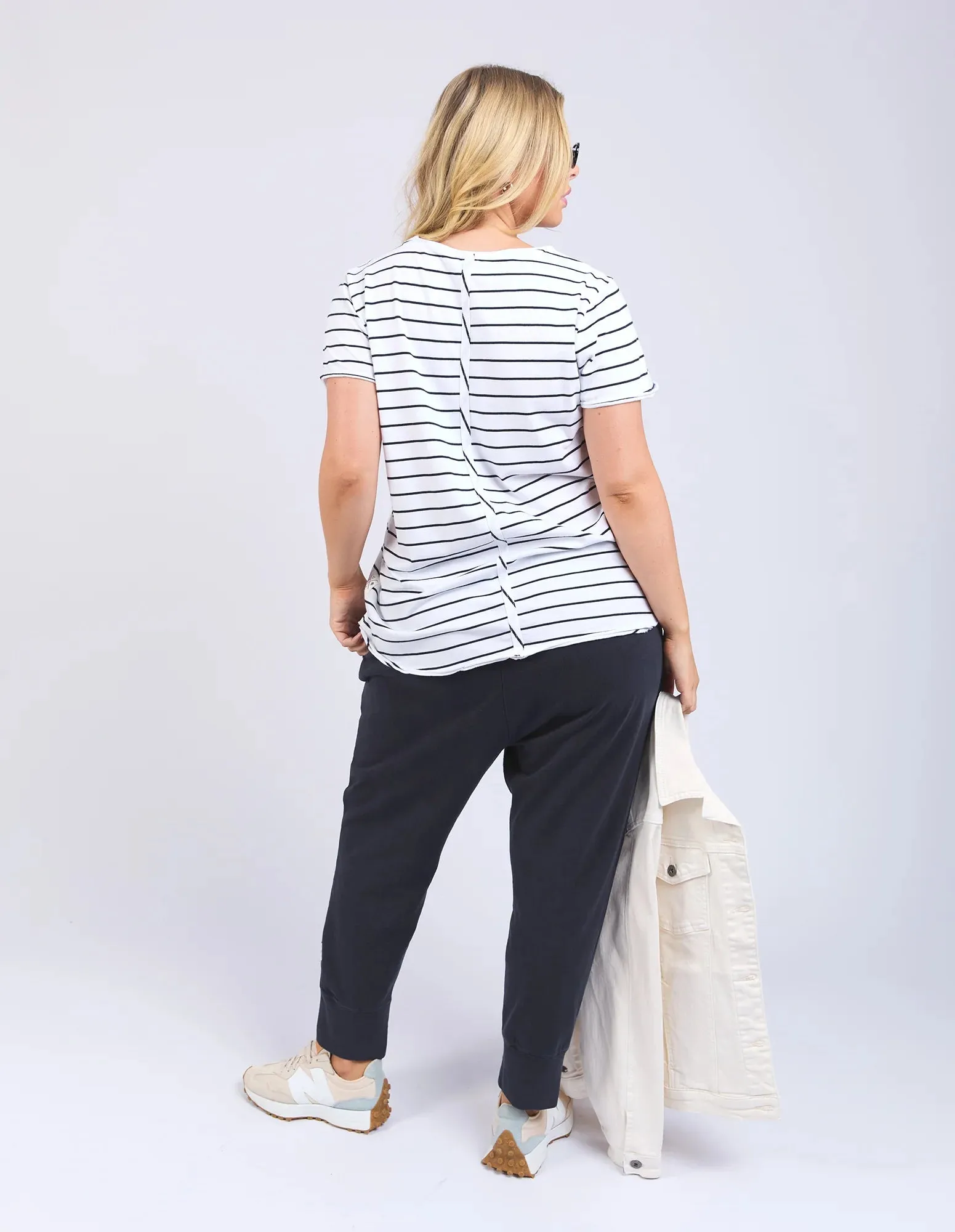 Pima V Tee - Stripe White/Navy (Plus Size)