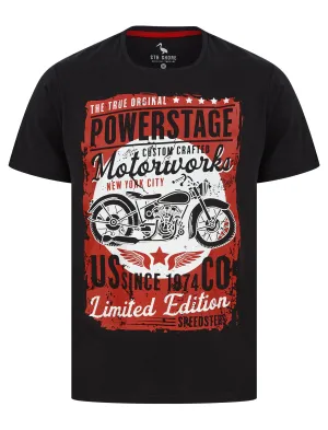 Powerstage Motif Cotton Jersey T-Shirt in Jet Black - South Shore